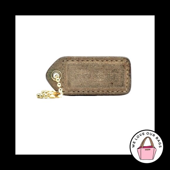 2" VINTAGE COACH Camel Suede Mahogany Leather Brass Bag Charm Keychain Hang Tag - Picture 1 of 2